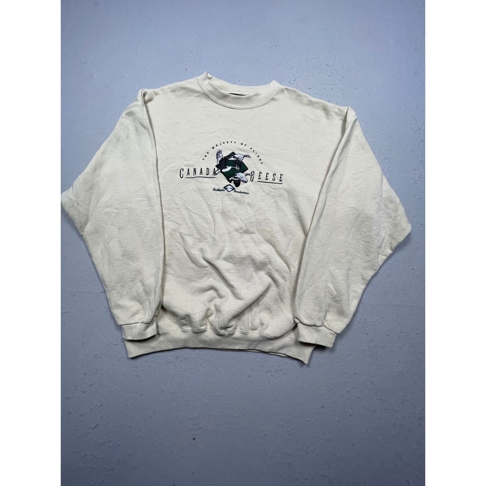 Headwaters Canada Geese Graphic Sweatshirt Mens XL Tan Cotton Blend Good‎